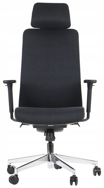 Sedia da ufficio girevole ergonomica XELO/F, base cromata, braccioli regolabili, seduta scorrevole (avanti-indietro), nero
