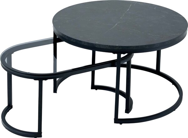 Tavolino da salotto 70 cm in marmo e vetro, design moderno per il soggiorno. ACQUISTA ORA
