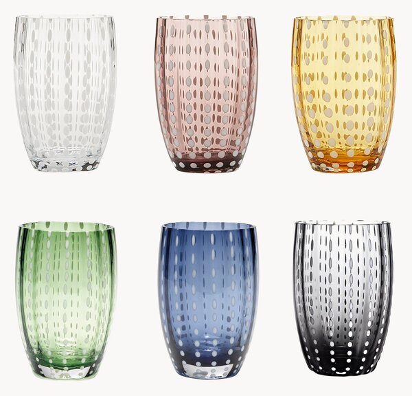 Set di 6 bicchieri fatti a mano in vetro soda-lime Perle