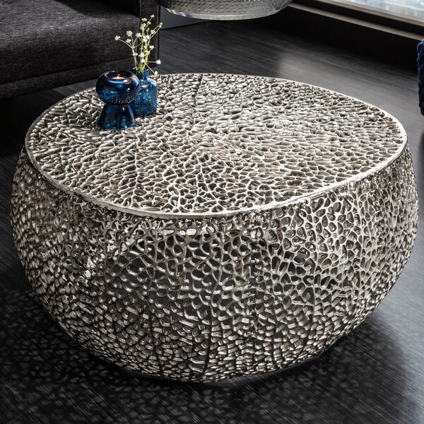 Riess-ambiente Tavolino dal design raffinato LEAF 80 cm argento Tavolino Tavolino da notte