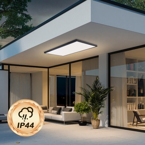 Brilagi-LED Plafoniera da bagno dimmerabile FRAME SMART LED/96W/230V IP44 nero + telecomando