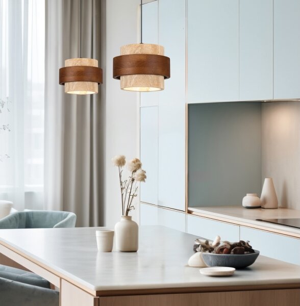 Lampadario a sospensione con cavo SUSAN 1xGX53/15W/230V marrone/beige
