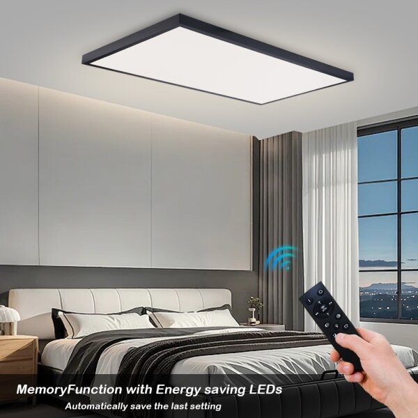 Brilagi-LED Plafoniera da bagno dimmerabile FRAME SMART LED/96W/230V IP44 nero + telecomando