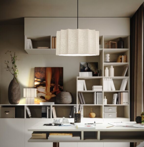 Lampada a sospensione su cavo WAVY 1xE27/14W/230V beige