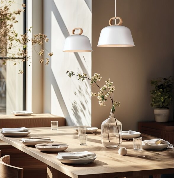Lampadario a sospensione con cavo CLIP 1xE27/40W/230V bianco/marrone