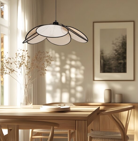 Lampadario a sospensione con cavo MARGARET 1xE27/40W/230V nero/beige