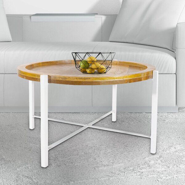 Tavolino ø75cm Tavolino da salotto rotondo Sioux struttura in metallo bianco puro