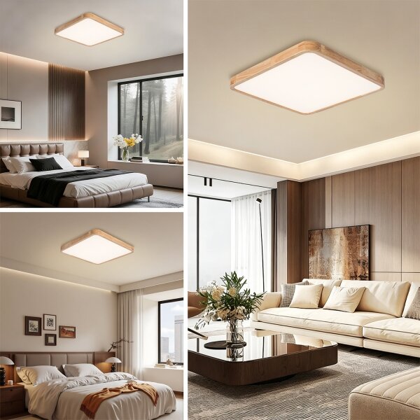Brilagi - Plafoniera LED dimmerabile WOODLINE SQUARE LED/80W/230V rovere 60x60 cm + telecomando