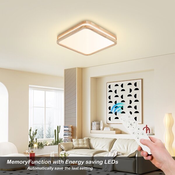 BRILAGI - Lampada a LED dimmerabile MOLINA SQUARE LED/48W/230V finitura rovere 40x40 cm + telecomando