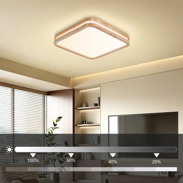 BRILAGI - Lampada a LED dimmerabile MOLINA SQUARE LED/48W/230V finitura rovere 40x40 cm + telecomando