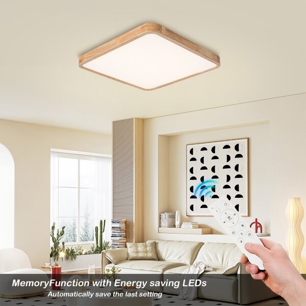 Brilagi - Plafoniera LED dimmerabile WOODLINE SQUARE LED/80W/230V rovere 60x60 cm + telecomando