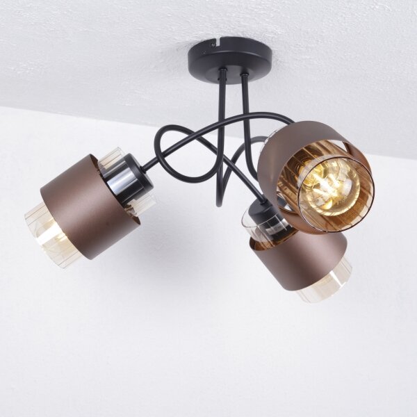 Globo 15560-3DC - Lampadario a plafone MILLEY 3xE27/40W/230V nero/bronzo