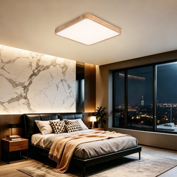 Brilagi - Plafoniera LED dimmerabile WOODLINE SQUARE LED/80W/230V rovere 60x60 cm + telecomando