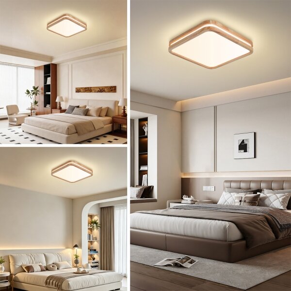 BRILAGI - Lampada a LED dimmerabile MOLINA SQUARE LED/48W/230V finitura rovere 40x40 cm + telecomando