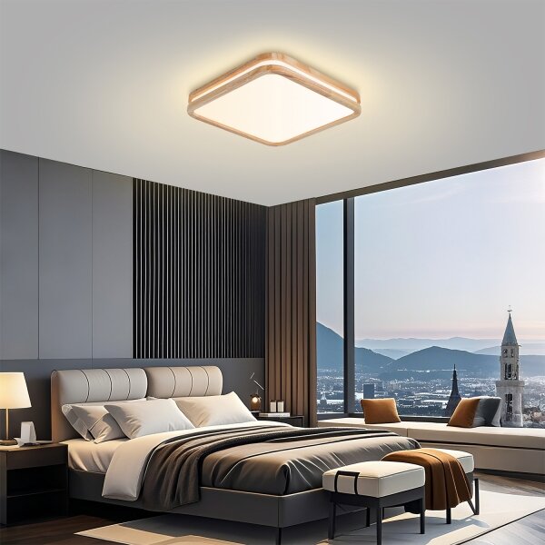 BRILAGI - Lampada a LED dimmerabile MOLINA SQUARE LED/48W/230V finitura rovere 40x40 cm + telecomando