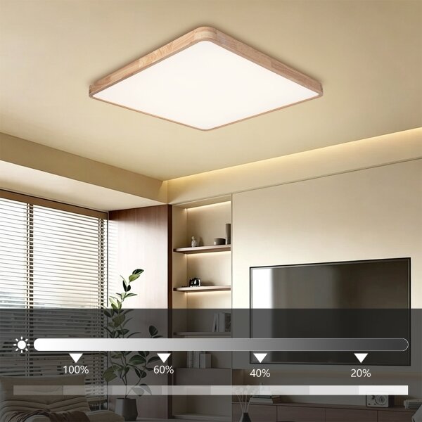 Brilagi - Lampada LED dimmerabile WOODLINE SQUARE LED/100W/230V rovere 80x80 cm + telecomando