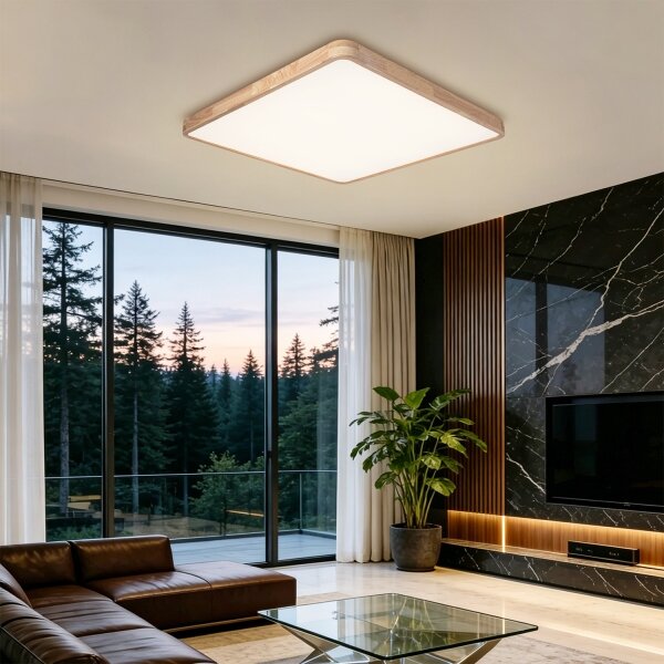 Brilagi - Lampada LED dimmerabile WOODLINE SQUARE LED/100W/230V rovere 80x80 cm + telecomando