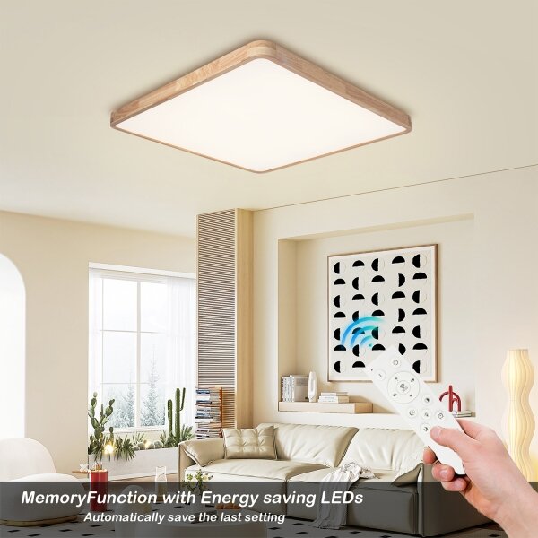 Brilagi - Lampada LED dimmerabile WOODLINE SQUARE LED/100W/230V rovere 80x80 cm + telecomando