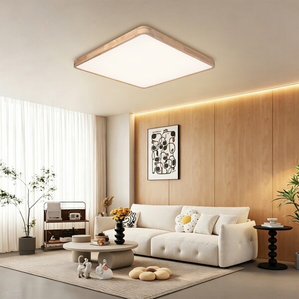 Brilagi - Lampada LED dimmerabile WOODLINE SQUARE LED/100W/230V rovere 80x80 cm + telecomando