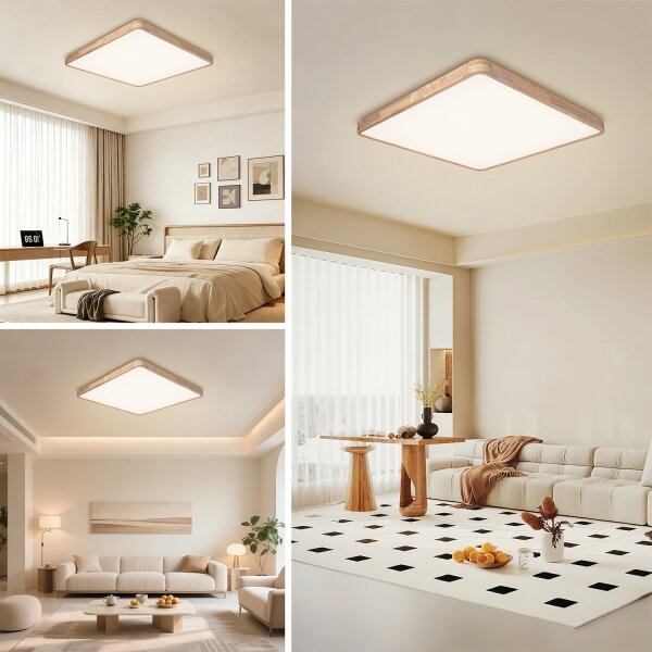 Brilagi - Lampada LED dimmerabile WOODLINE SQUARE LED/100W/230V rovere 80x80 cm + telecomando