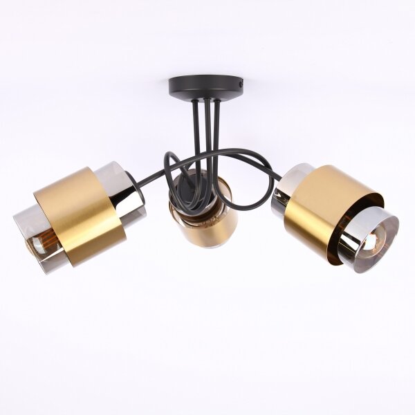 Globo 15560-3D - Lampadario a plafone MILLEY 3xE27/40W/230V nero/ottone