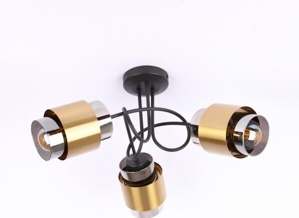Globo 15560-3D - Lampadario a plafone MILLEY 3xE27/40W/230V nero/ottone