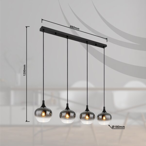 Globo 15548-4H - Lampada a sospensione con cavo MAXY 4xE27/40W/230V nero