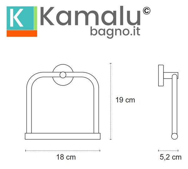 Portasalviette in acciaio inox nero opaco installazione a parete | MIRA-N - KAMALU