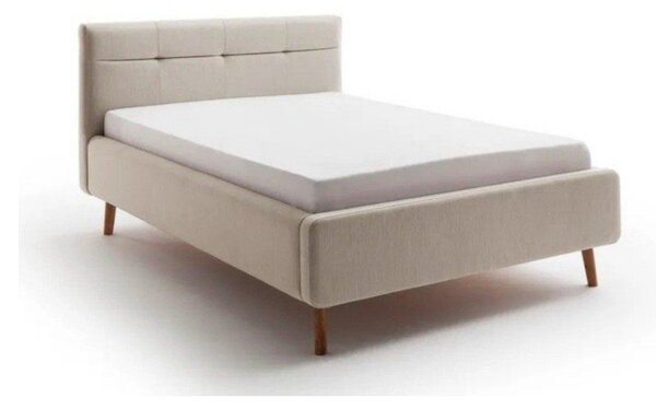 Letto matrimoniale imbottito beige con contenitore con rete inclusa 140x200 cm Lotte – Meise Möbel