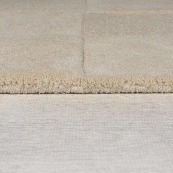 Passatoia in lana beige tessuta a mano 60x230 cm Checkerboard - Flair Rugs