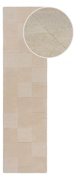 Passatoia in lana beige tessuta a mano 60x230 cm Checkerboard - Flair Rugs