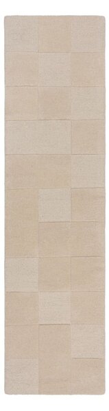 Passatoia in lana beige tessuta a mano 60x230 cm Checkerboard - Flair Rugs