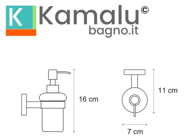 Dispenser bagno in vetro e acciaio inox satinato installazione a muro | MIRA-S - KAMALU