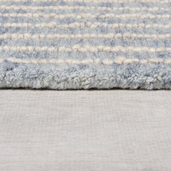 Tappeto in lana blu chiaro tessuto a mano 80x150 cm Memphis Wool - Flair Rugs