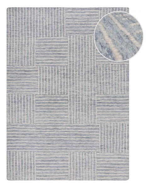 Tappeto in lana blu chiaro tessuto a mano 80x150 cm Memphis Wool - Flair Rugs
