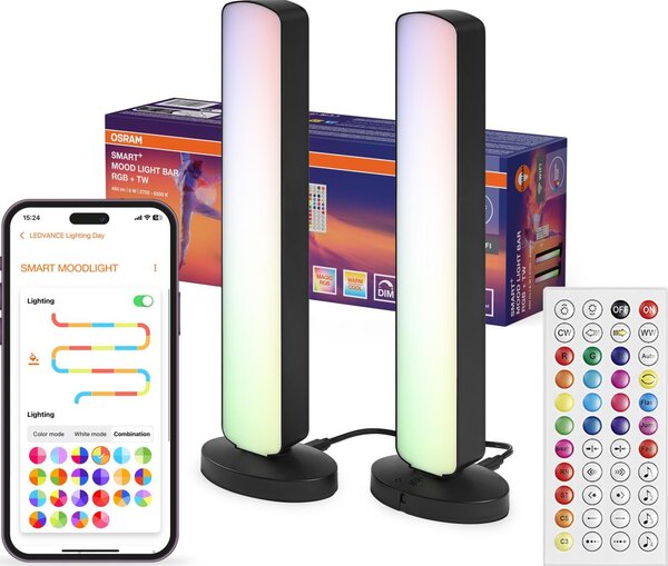 Osram - SET 2x lampada da tavolo dimmerabile LED RGBW MOOD LIGHT LED/4W/230V Wi-Fi + telecomando