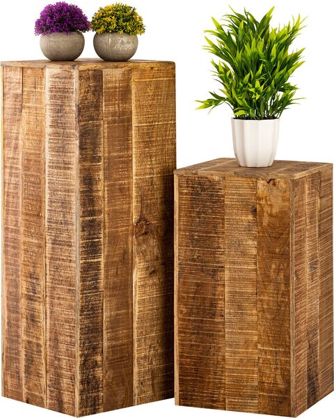 Colonna portafiori 27x27x50cm portapiante tavolino quadrato in legno di mango
