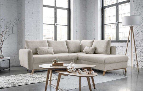 Divano letto angolare beige L, angolo destro Scandic Lagom - Miuform