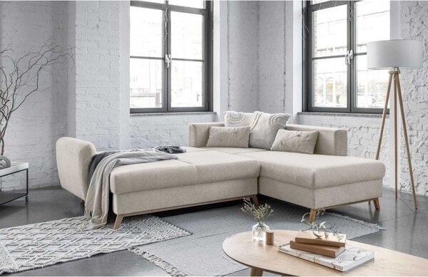 Divano letto angolare beige L, angolo destro Scandic Lagom - Miuform