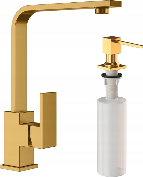 Granitan | Miscelatore da cucina Nook - Oro - Altezza 26 cm - Orientabile a 360° - Miscelatore da cucina quadrato