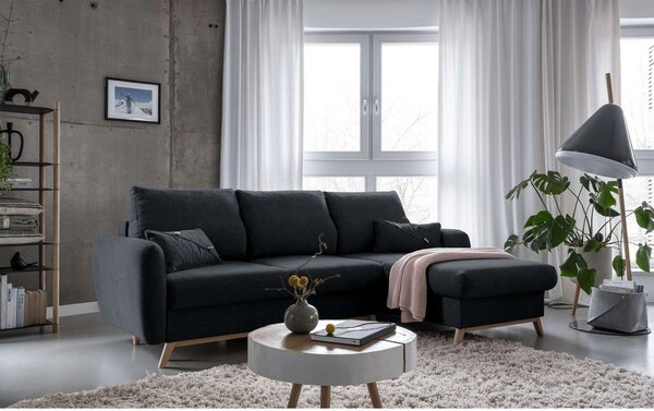 Divano letto angolare grigio scuro, angolo destro Scandic Lagom - Miuform