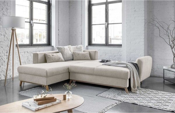 Divano letto angolare beige L, angolo sinistro Scandic Lagom - Miuform