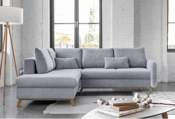 Divano letto angolare grigio chiaro L, angolo sinistro Scandic Lagom - Miuform