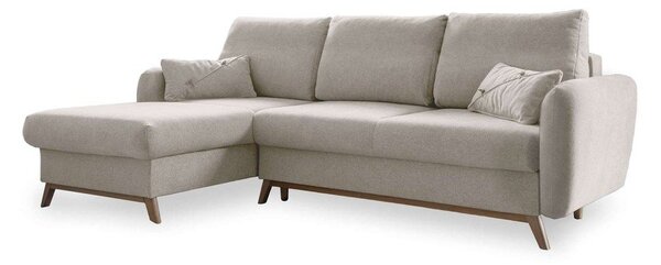 Divano letto angolare beige, angolo sinistro Scandic Lagom - Miuform