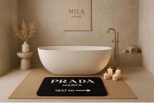 Set di tappetini per il bagno neri in velluto 2 pz 60x100 cm Prada – Mila Home