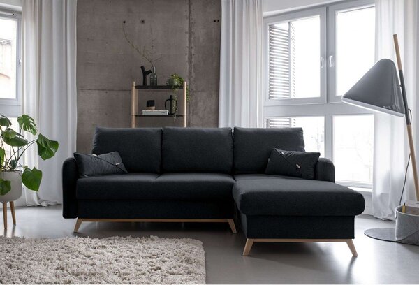 Divano letto angolare grigio scuro, angolo destro Scandic Lagom - Miuform