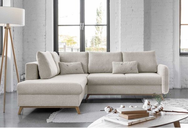Divano letto angolare beige L, angolo sinistro Scandic Lagom - Miuform