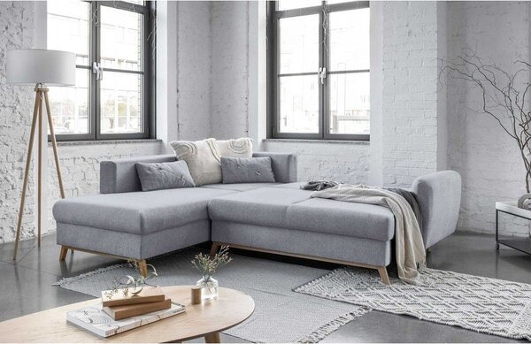Divano letto angolare grigio chiaro L, angolo sinistro Scandic Lagom - Miuform