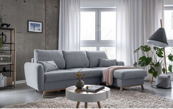 Divano letto angolare grigio chiaro, angolo destro Scandic Lagom - Miuform