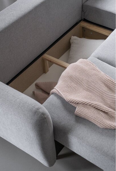 Divano letto angolare grigio chiaro, angolo destro Scandic Lagom - Miuform